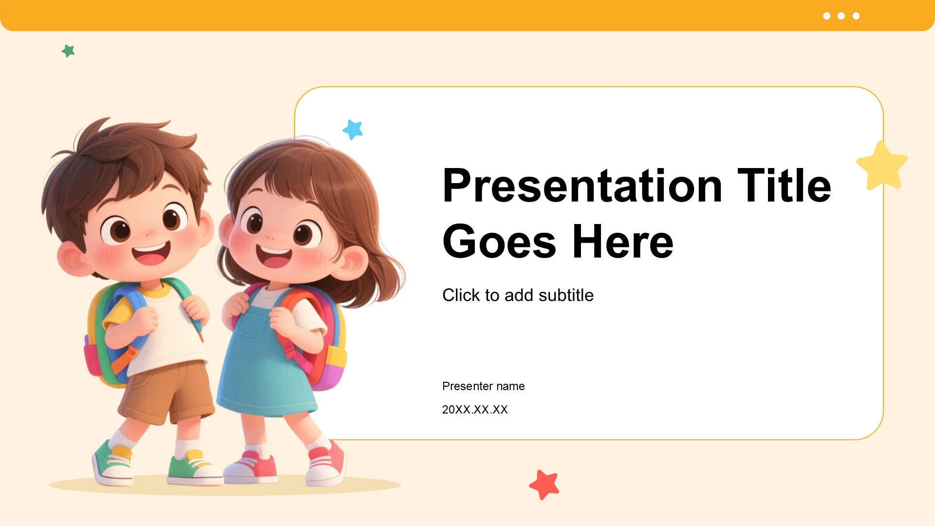 橙色卡通风幼儿园开学第一课PPT主题