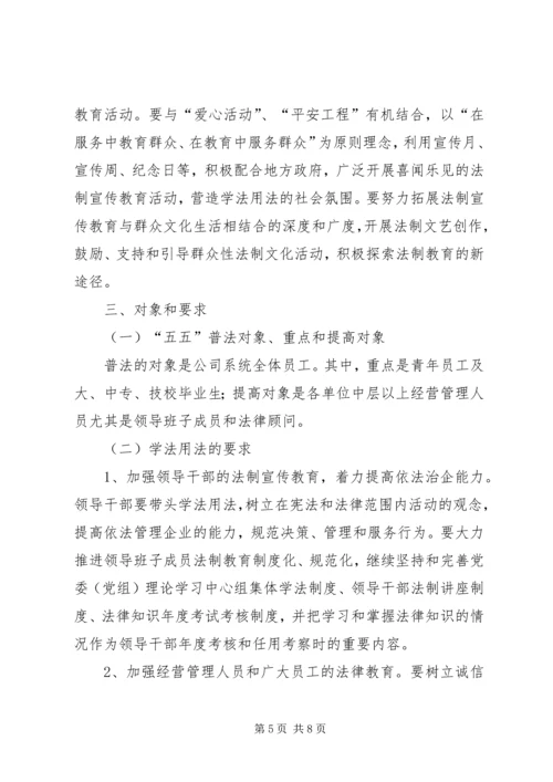 省电力公司五五普法工作规划.docx