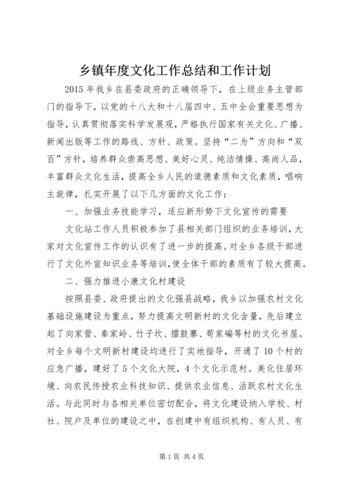 乡镇年度文化工作总结和工作计划.docx