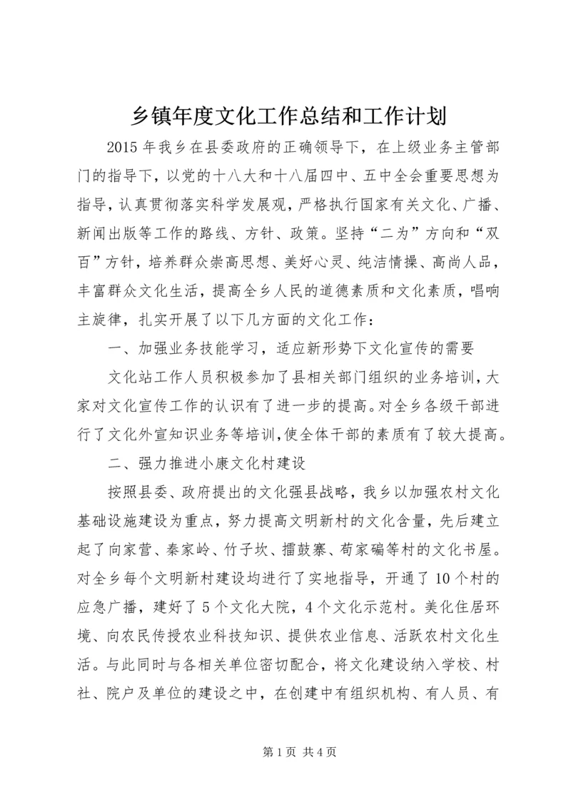 乡镇年度文化工作总结和工作计划.docx