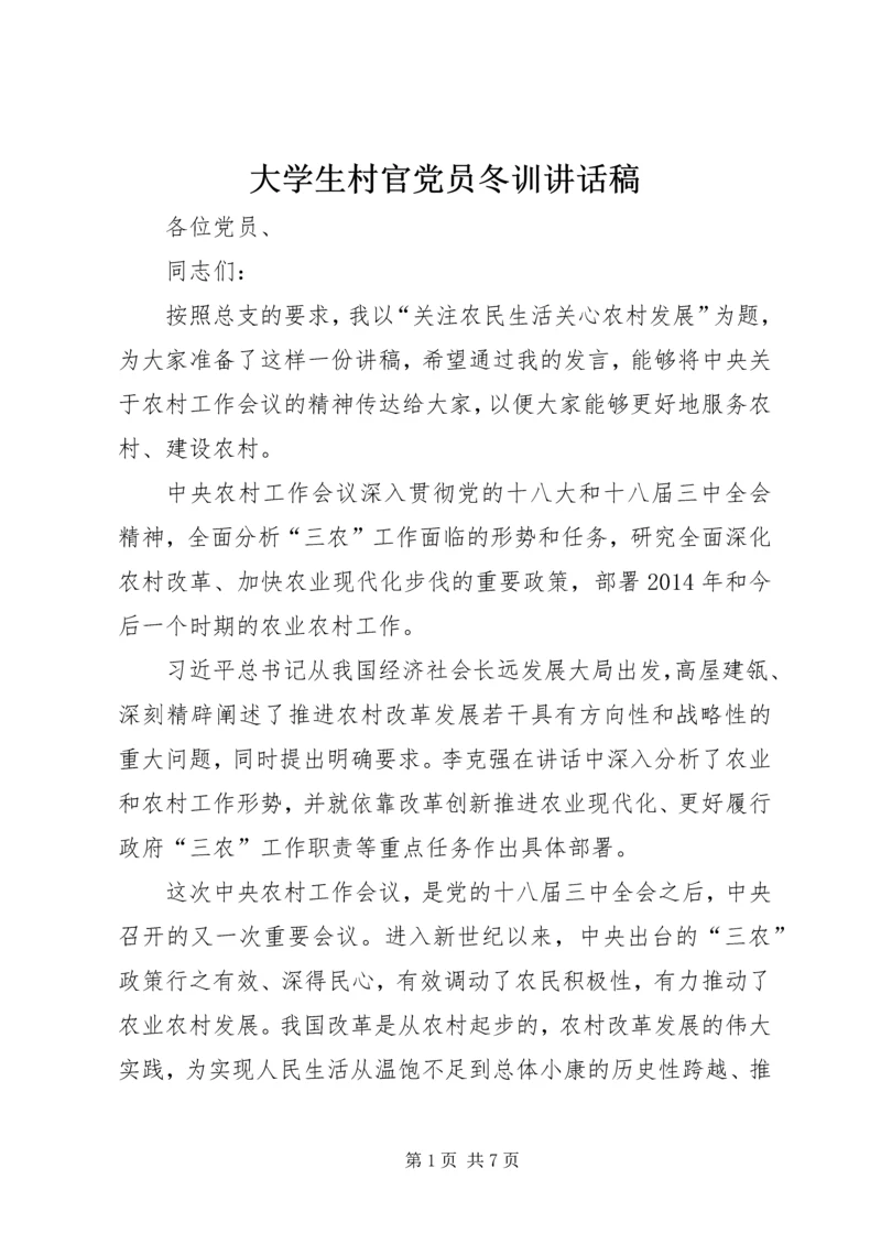 大学生村官党员冬训讲话稿.docx