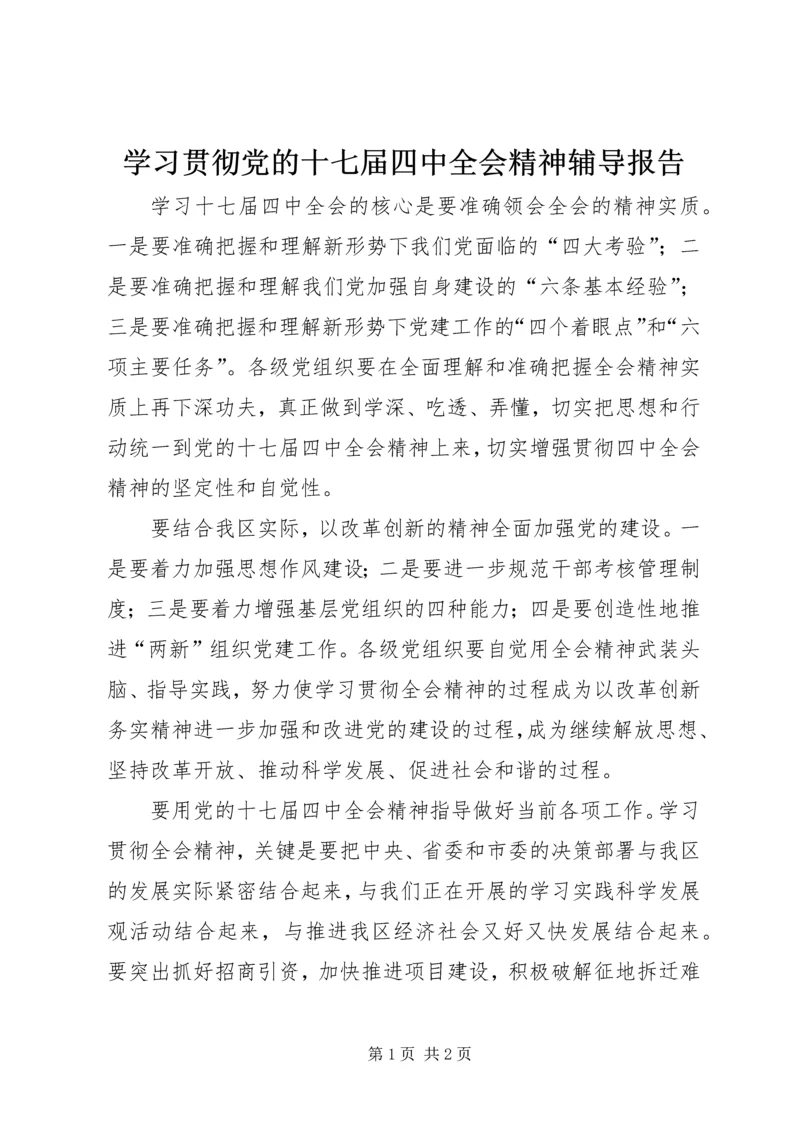 学习贯彻党的十七届四中全会精神辅导报告.docx