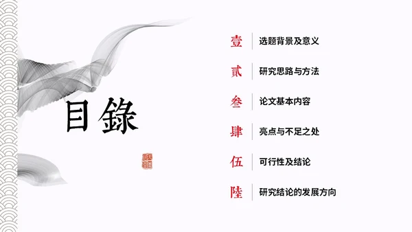 水墨中国风简约大学生毕业答辩通用模板PPT