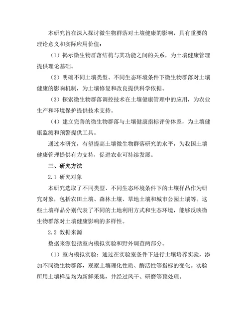 微生物群落对土壤健康的影响研究