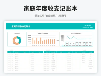 家庭年度收支记账本