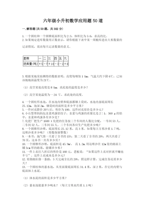 六年级小升初数学应用题50道（满分必刷）.docx