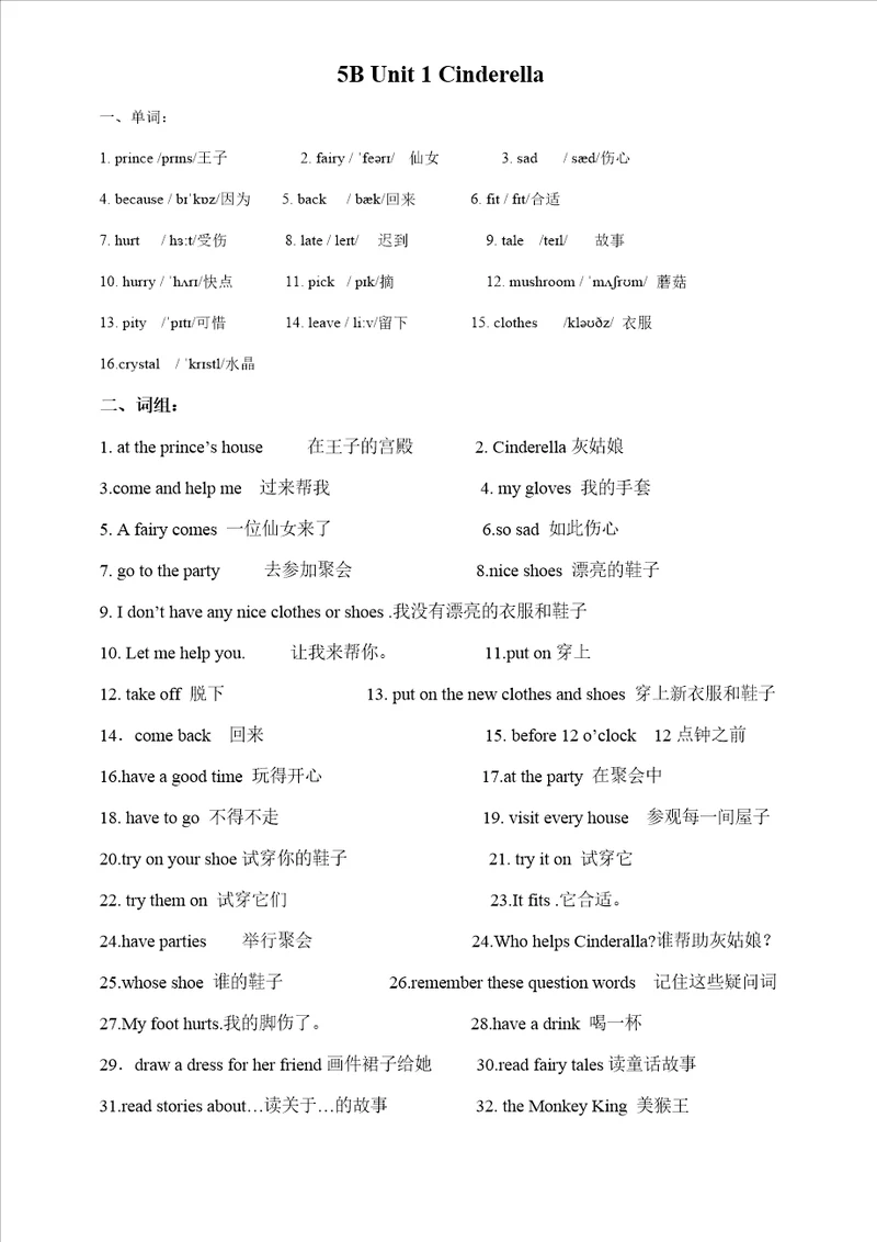 译林版五年级下册英语U1U8知识点归纳