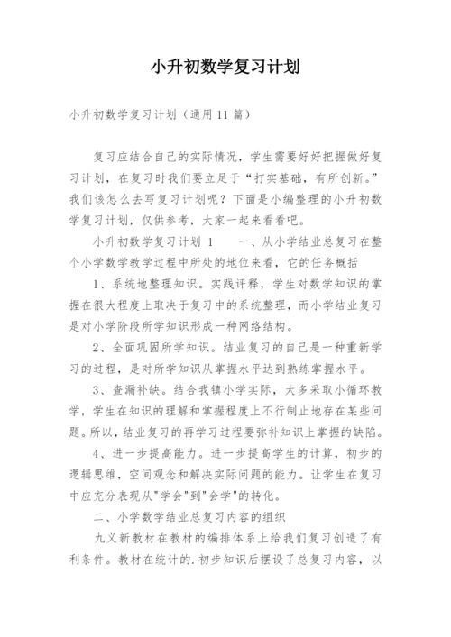 小升初数学复习计划.docx