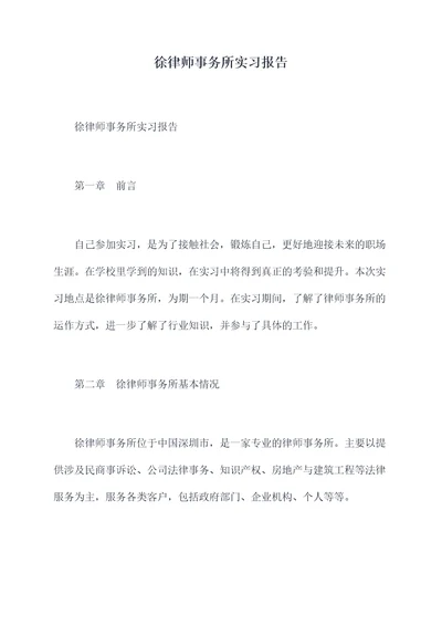 徐律师事务所实习报告