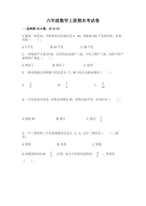 六年级数学上册期末考试卷审定版.docx
