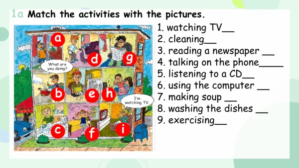 Unit 6 I'm watching TV. Section A 1a-1c课件(共21张PPT)