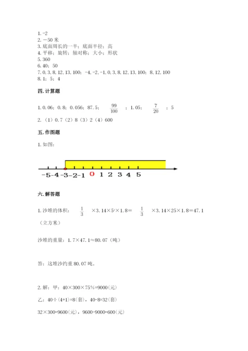 人教版六年级下册数学期末测试卷及答案【典优】.docx