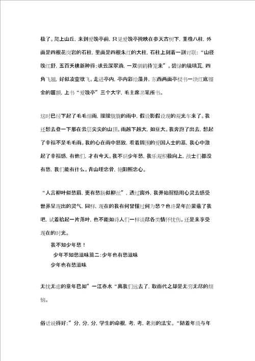 少年不知愁滋味作文少年不知愁滋味5篇