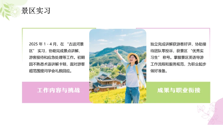 英语专业英语导游大学生职业生涯发展展示PPT模版