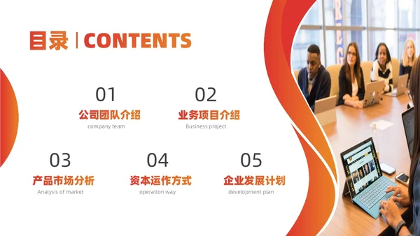 橙色商务商业计划书招商PPT模板
