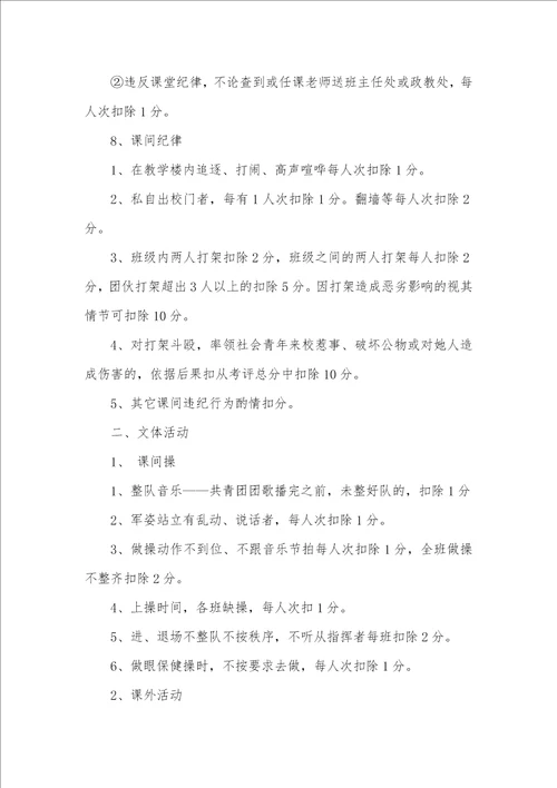 学校班级量化管理细则 班级管理量化考评细则