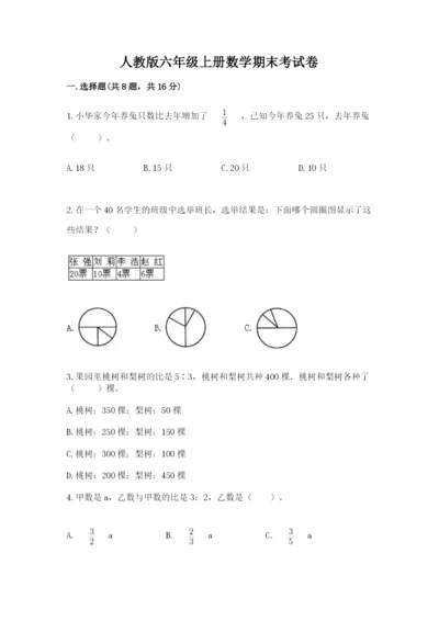 人教版六年级上册数学期末考试卷加精品答案.docx