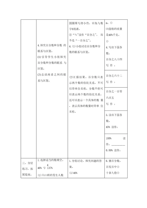 人教六年级数学上册-六 第1课时《百分数的意义和读写法》导学案设计