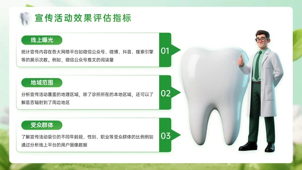 绿色系3D关于口腔诊所宣传活动PPT模板