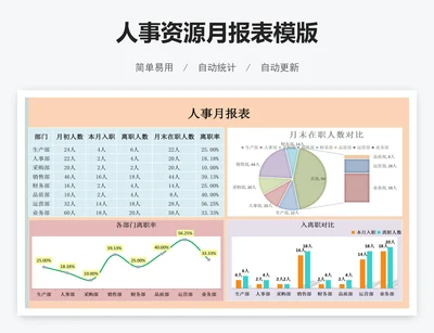 人事资源月报表模版