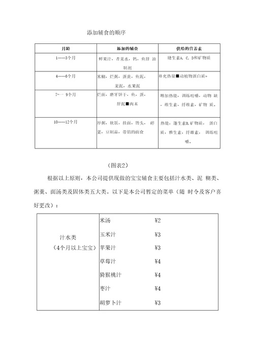 婴幼儿辅食项目商业计划书