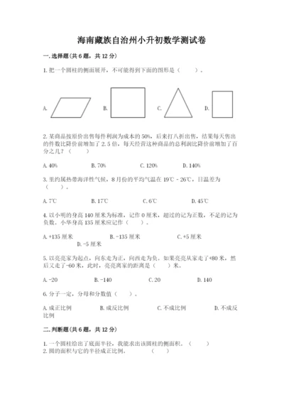 海南藏族自治州小升初数学测试卷及答案1套.docx