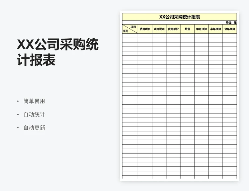 XX公司采购统计报表