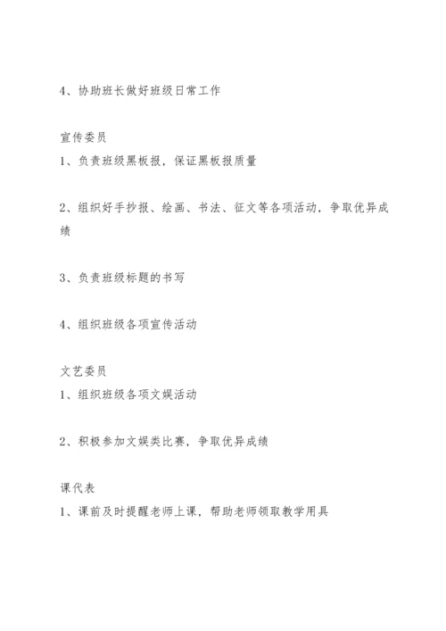 初中班干部职责.docx