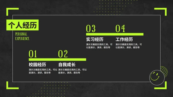 荧光绿潮流风个人作品集通用PPT模板