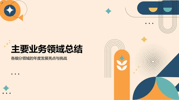 橙色扁平风教育培训行业年终总结PPT模板