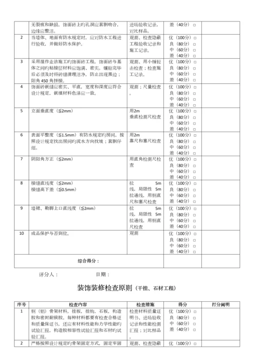 装饰装修工程各分项检查标准.docx