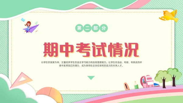 期中质量分析绿色剪纸风初中期中家长会共同关注孩子的成长与进步PPT