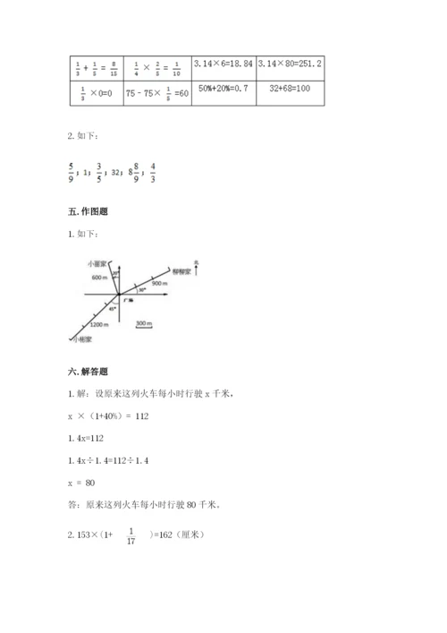 2022人教版六年级上册数学期末测试卷附答案（a卷）.docx