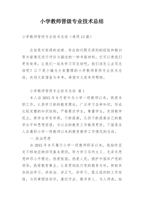 小学教师晋级专业技术总结.docx