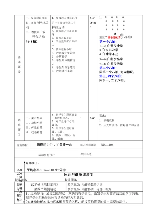 体育与健康课教案武术操旭日东升教案