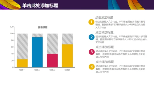 彩色羽毛时尚工作汇报模板
