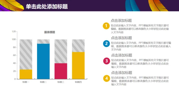 彩色羽毛时尚工作汇报模板