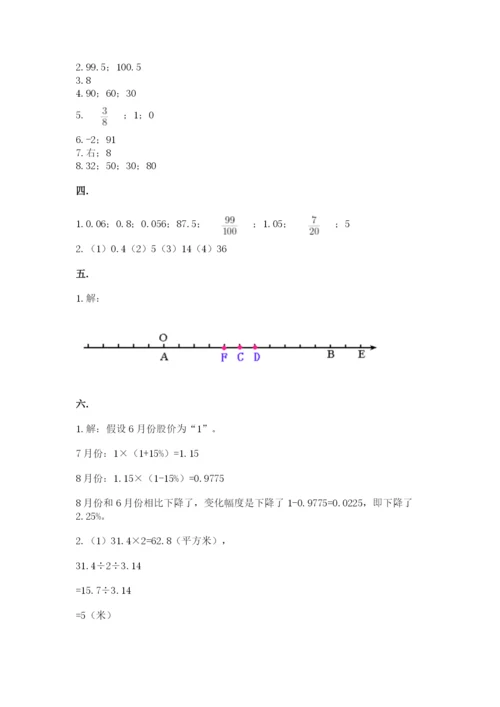 人教版数学六年级下册试题期末模拟检测卷附参考答案ab卷.docx