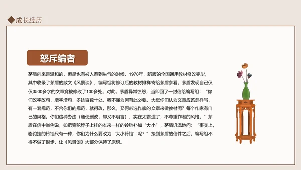 知名现代作家茅盾人物介绍PPT课件模板