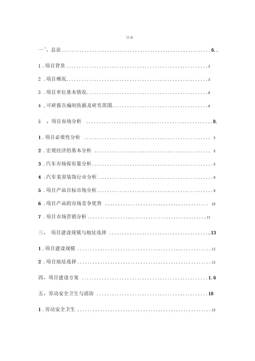 动车饰界项目可行性研究报告