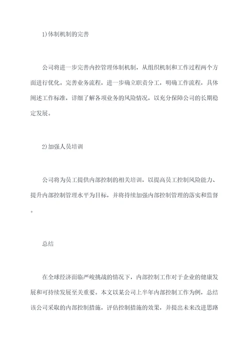 上半年内控工作总结
