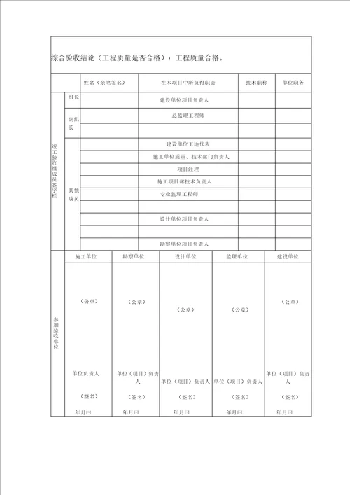 建设工程质量竣工验收意见书