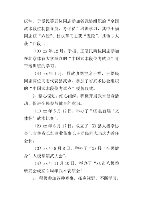 武术协会某年工作总结