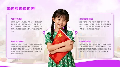 紫色简约国庆亲子育儿讲座PPT模板