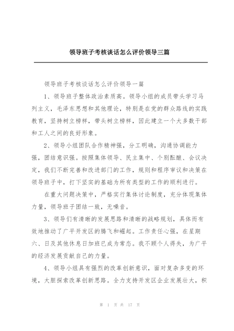 领导班子考核谈话怎么评价领导三篇.docx