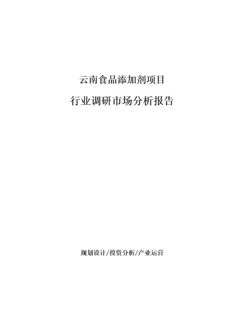 云南食品添加剂项目行业调研市场分析报告