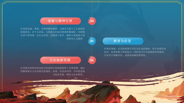 蓝色水墨风神话故事《千年应龙》PPT模板