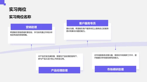 紫色商务风实习申请自我介绍模板PPT模板
