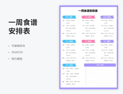 一周食谱安排表