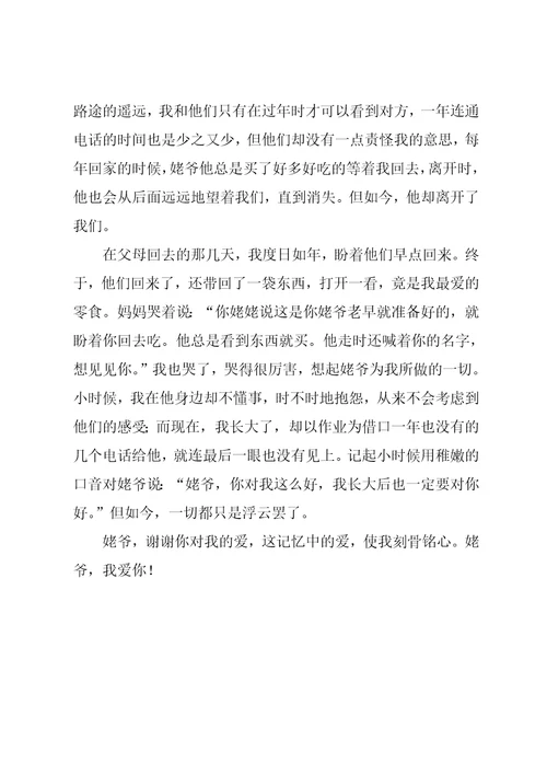 记忆中的爱作文800字